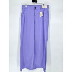 St Johns Bay Chino Pants size 10 Lilac Wide Leg Mid Rise Tummy Control Fabric